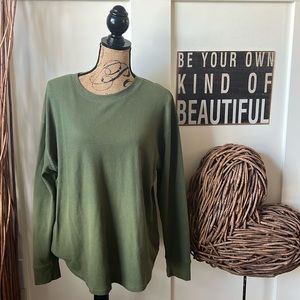 Time and Tru Olive Green Long Sleeve Thermal Top